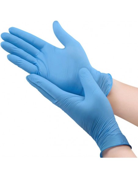 Blue nitrile gloves